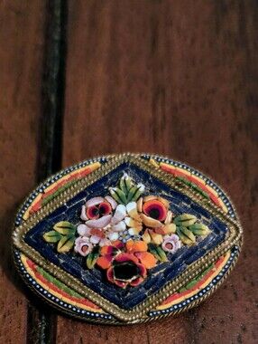 Antique Micro Mosaic Millefori Brooch Italy